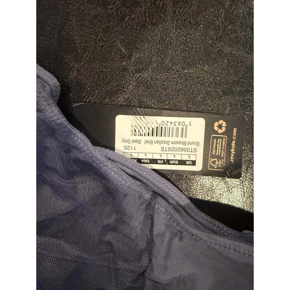 NWT Scantilly Curvy Kate Bound Blossom Steel Grey Bra 34H/Brazilian Brief L Set
